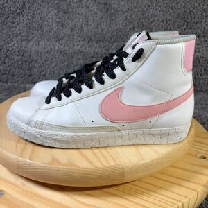 Nike Blazer '77 Mid Sneaker Kids Size 7Y White Pink Leather Basketball Shoes